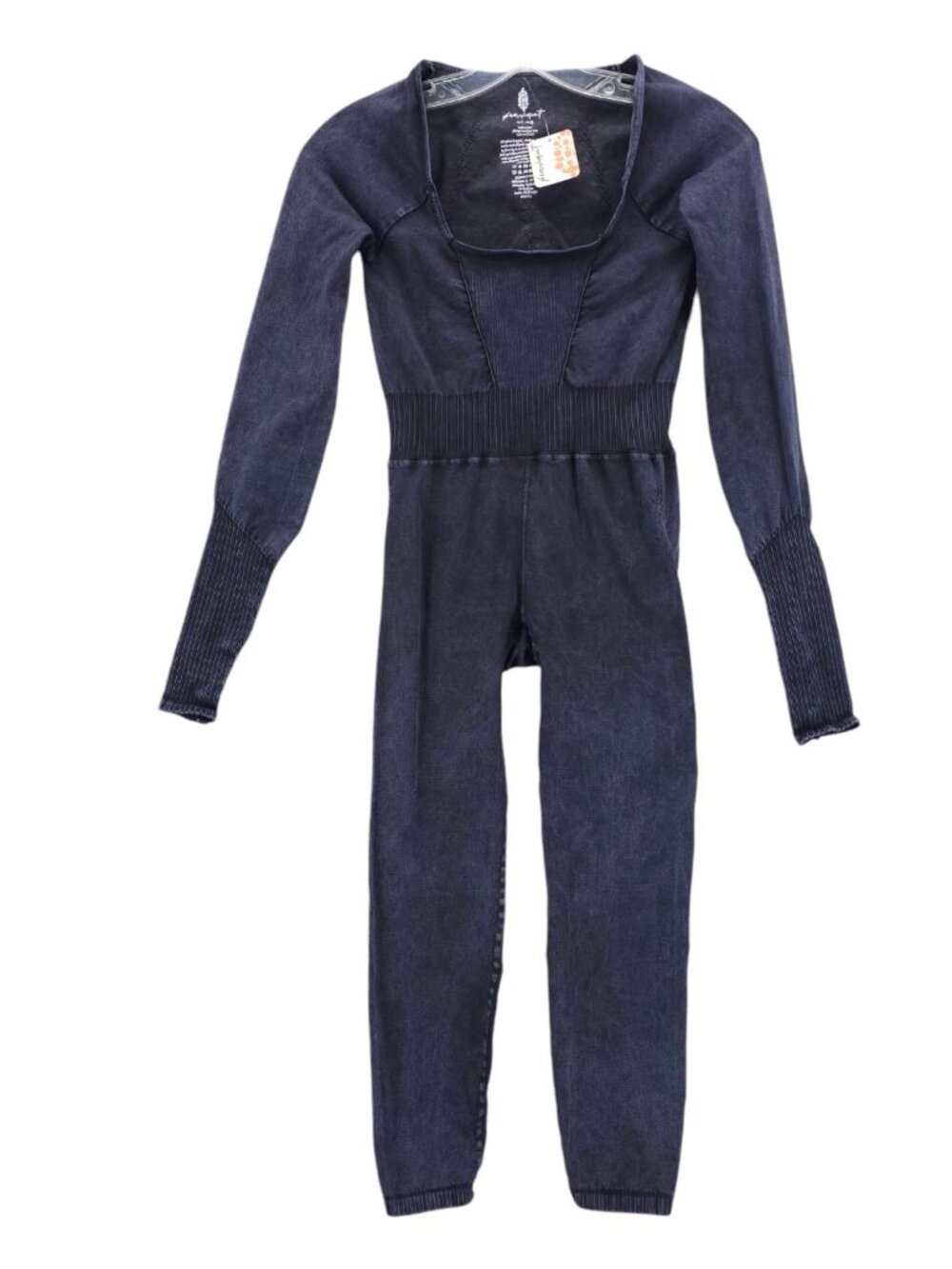 NWT FREE PEOPLE Movement Good Karma Long Sleeve Jumpsuit Faded Black M/L